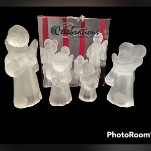 Vintage Centurion Collection Heavy Glass Angel Candle Holders - Set of 4
